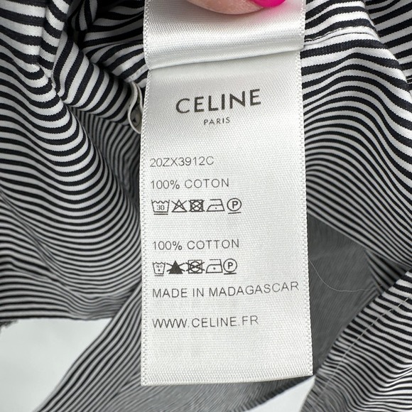 Celine Classic with Frill Collar in Stripped Cotton Black/White Size 42/ US 10 - Picture 7 of 8